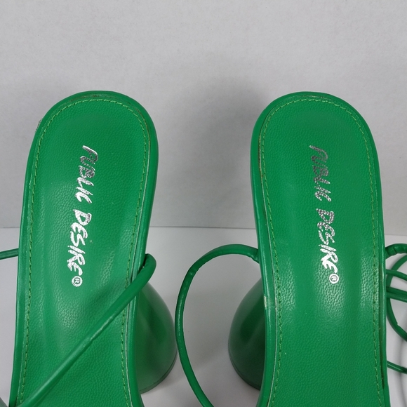 Public Desire Size 8 Anabele Green Pu Lace Up Cylinder Platform Heels Shoes - Picture 4 of 16